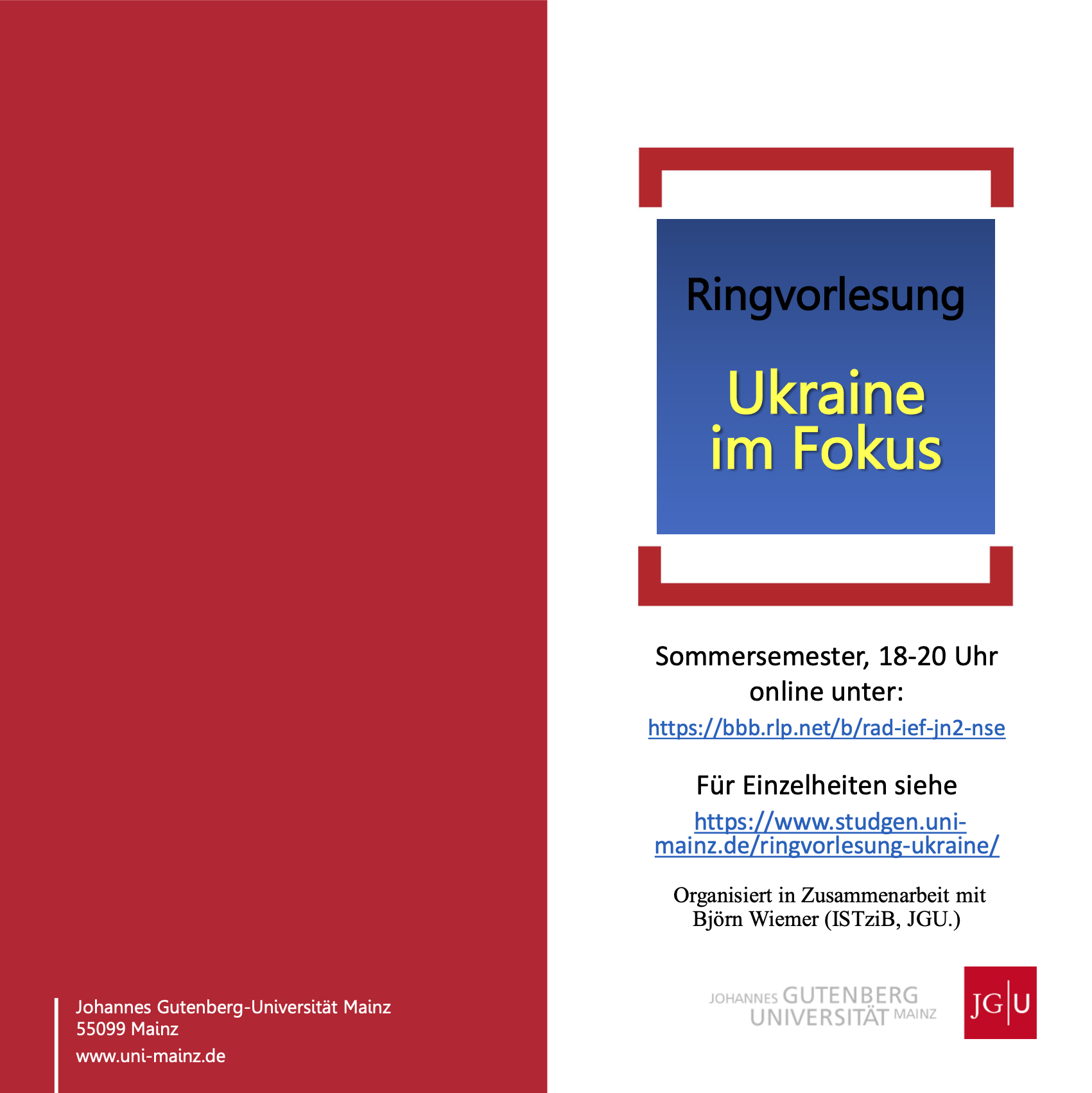 Ringvorlesung der JGU Mainz – „Ukraine im Fokus“