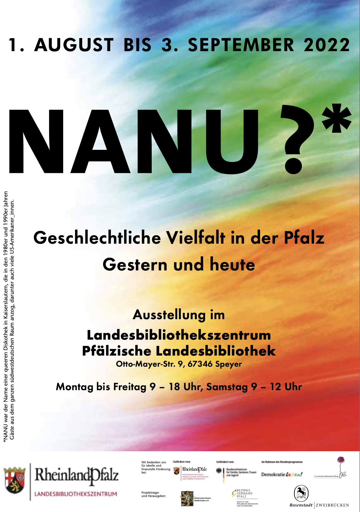 Ausstellung im Landesbibliothekszentrum Pfälzische Landesbibliothek: „Nanu?*“ Geschlechtliche Vielfalt in der Pfalz Gestern und heute