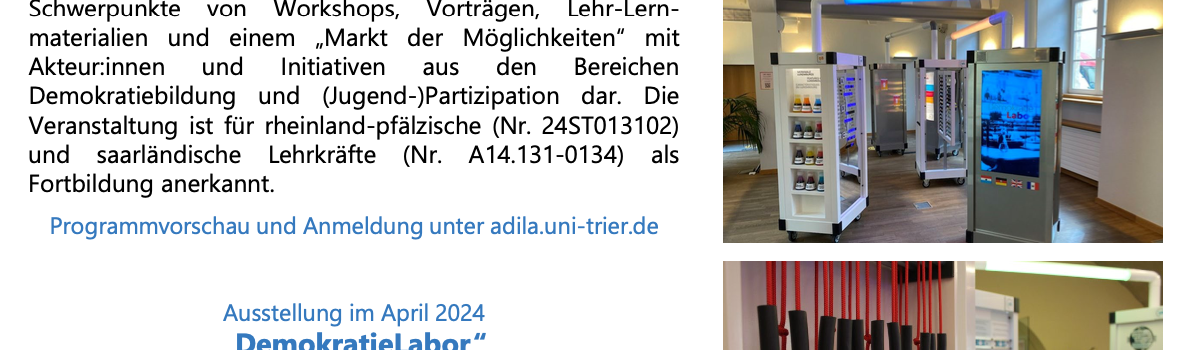 Hinweis auf den Fachtag der Universität Trier „Demokratiebildung in Schule und Unterricht“ (12.04.2024)